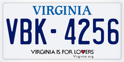 VA license plate VBK4256