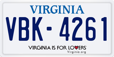 VA license plate VBK4261