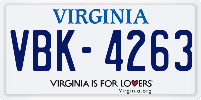 VA license plate VBK4263