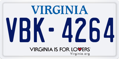 VA license plate VBK4264