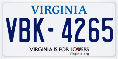 VA license plate VBK4265