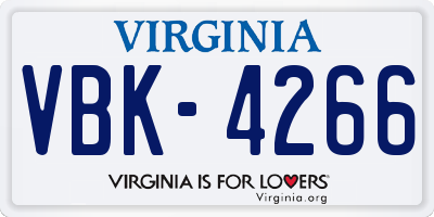 VA license plate VBK4266
