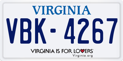 VA license plate VBK4267