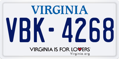 VA license plate VBK4268