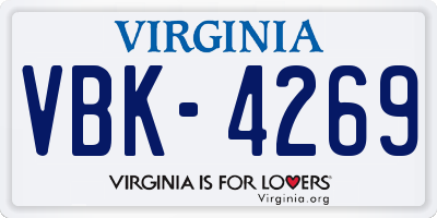 VA license plate VBK4269