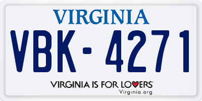 VA license plate VBK4271