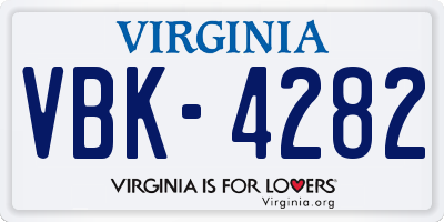 VA license plate VBK4282