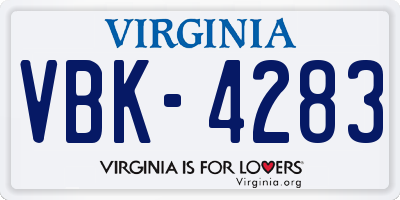 VA license plate VBK4283