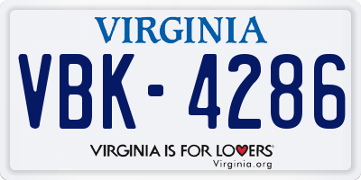 VA license plate VBK4286