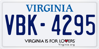 VA license plate VBK4295