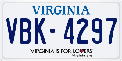 VA license plate VBK4297