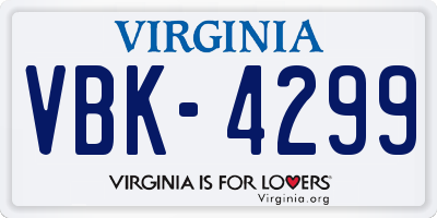 VA license plate VBK4299