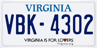 VA license plate VBK4302