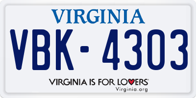 VA license plate VBK4303