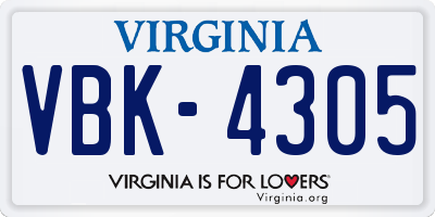 VA license plate VBK4305