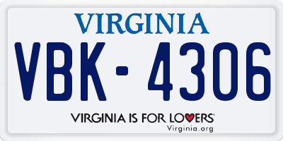 VA license plate VBK4306