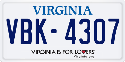 VA license plate VBK4307