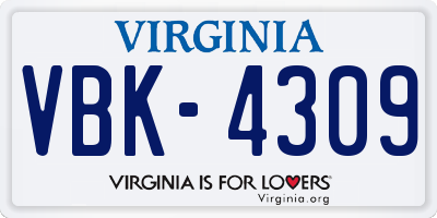 VA license plate VBK4309