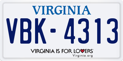 VA license plate VBK4313