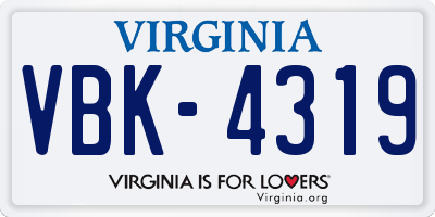 VA license plate VBK4319