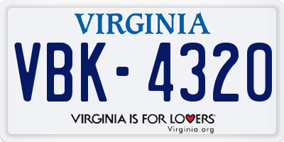 VA license plate VBK4320
