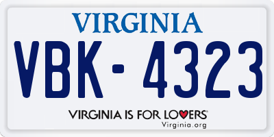 VA license plate VBK4323