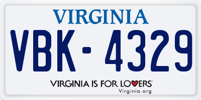 VA license plate VBK4329