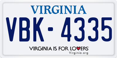 VA license plate VBK4335