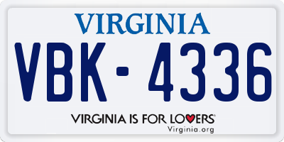 VA license plate VBK4336