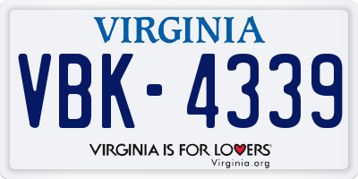 VA license plate VBK4339