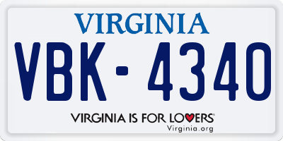 VA license plate VBK4340