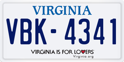 VA license plate VBK4341
