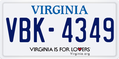 VA license plate VBK4349