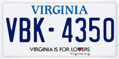 VA license plate VBK4350