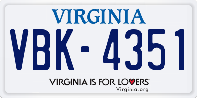 VA license plate VBK4351