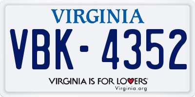 VA license plate VBK4352