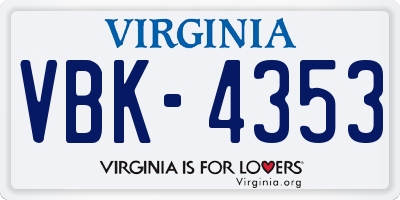 VA license plate VBK4353