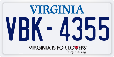 VA license plate VBK4355