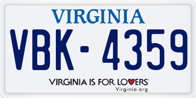 VA license plate VBK4359