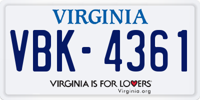 VA license plate VBK4361