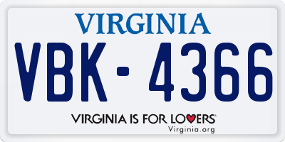 VA license plate VBK4366
