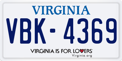 VA license plate VBK4369