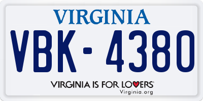VA license plate VBK4380