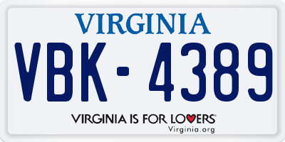 VA license plate VBK4389