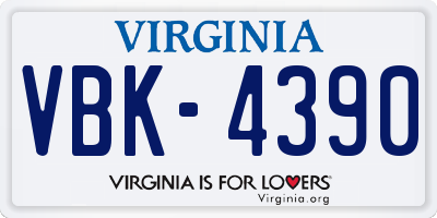 VA license plate VBK4390