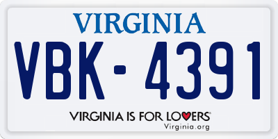 VA license plate VBK4391