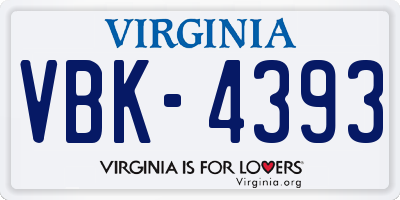 VA license plate VBK4393