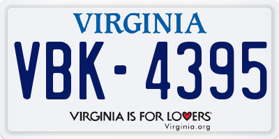 VA license plate VBK4395