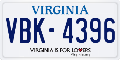 VA license plate VBK4396