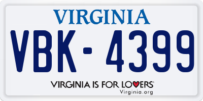 VA license plate VBK4399